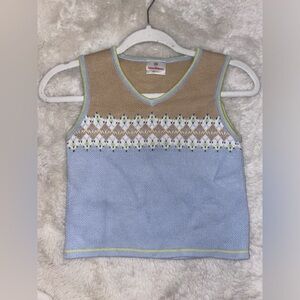 Hanna Anderson Blue & Green Patterned Sweater Vest Size 100